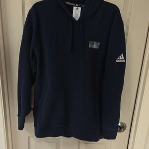 Adidas Navy Blue Men's Hoodie, size Men's L. Pre-owned pristine!
